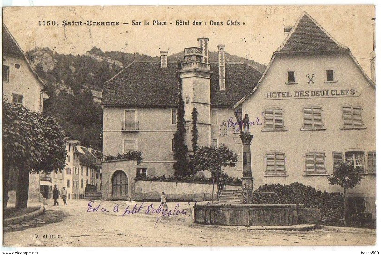 1910 SAINT URSANNE - PLACE Et HOTEL Des DEUX CLEFS - Saint-Ursanne