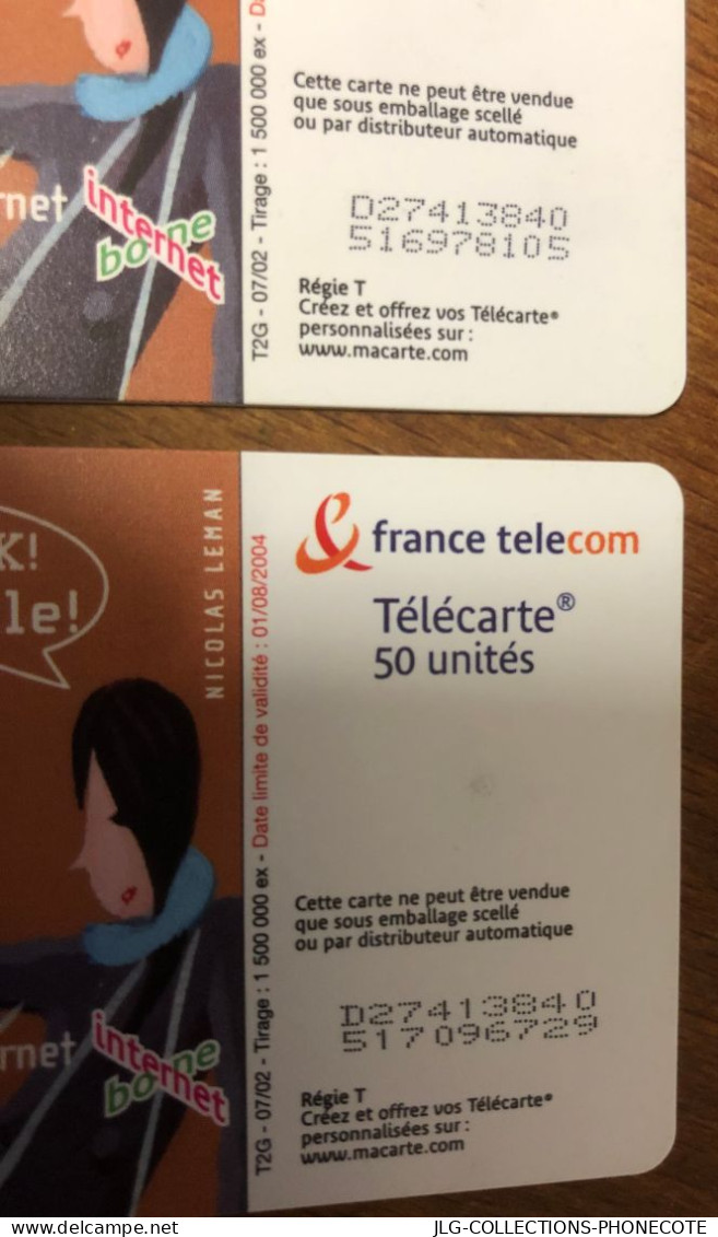 COOL TRANQUILLE 2/6 TELECARTE REF PHONECOTE F1226A CHIFFRE 1 AVEC OU SANS BARRE AU PIED TELEFONKARTE SCHEDA PHONECARD - 2002