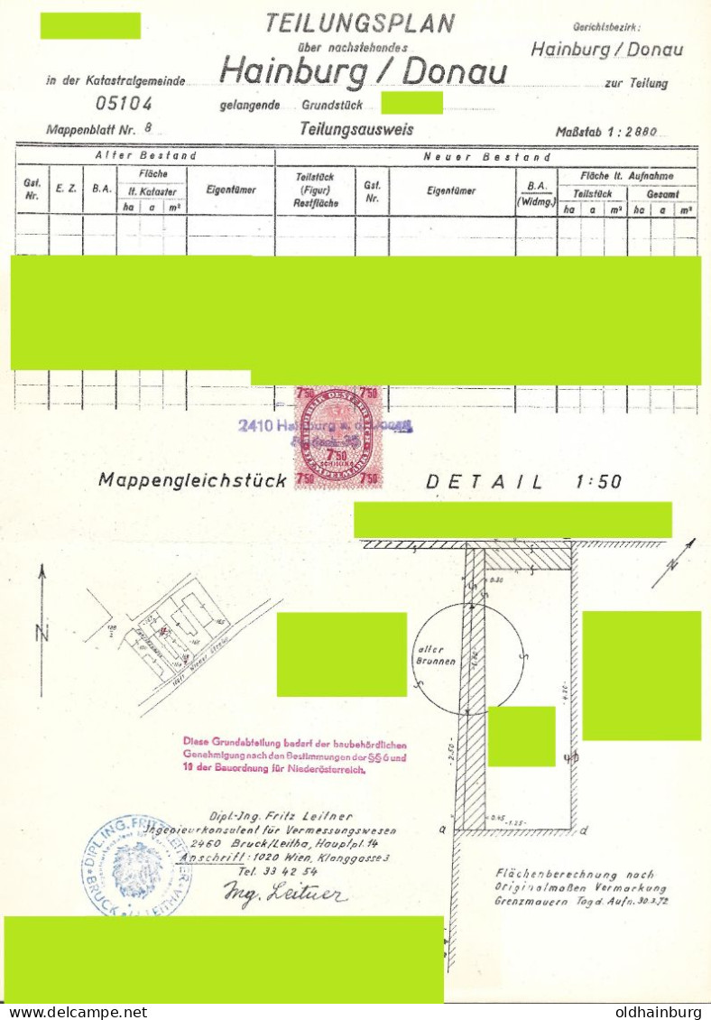 1112x: Fiskal- Beleg Behördliches Dokument 1972, 7.50 Schilling, Hainburg An Der Donau - Fiscaux