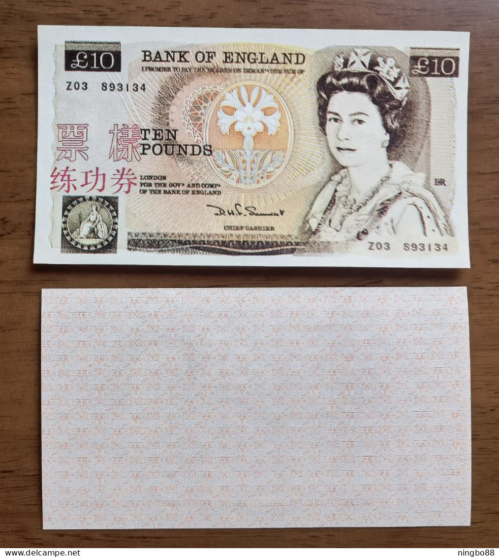 China BOC (Bank Of China) Training/test Banknote,United Kingdom Great Britain POUND A Series £10 Specimen Overprint - [ 8] Ficticios & Especimenes