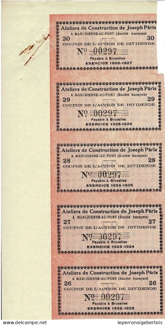 Titre De 1897- Société Anonyme Des Ateliers De Construction De Joseph Pâris - - Automobilismo