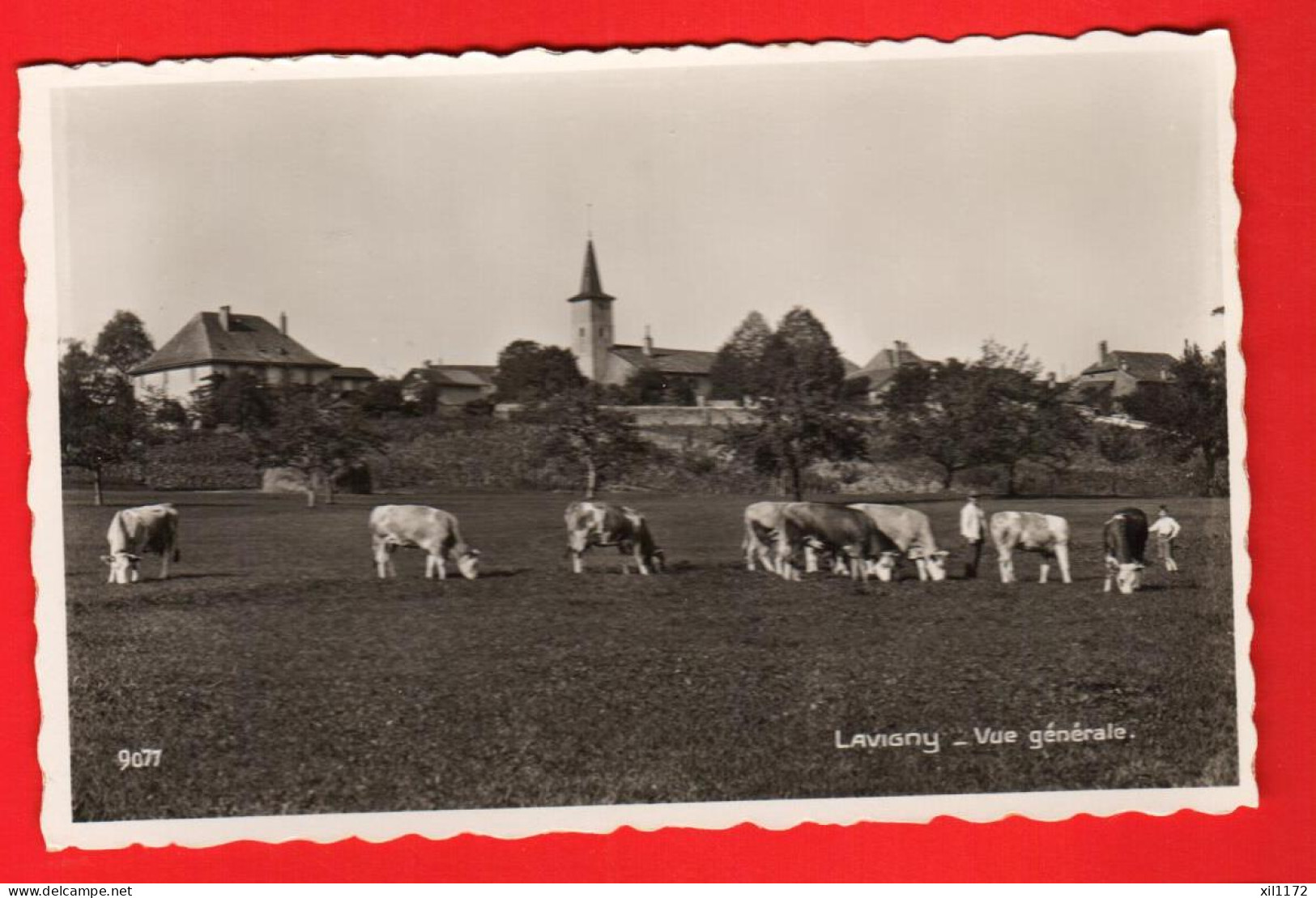 ZVT-28  Lavigny  Vue Générale Et Ferme De L'Hôpital Vaches Et Bergers.  Perrochet Et Phototypie 9077 - Lavigny