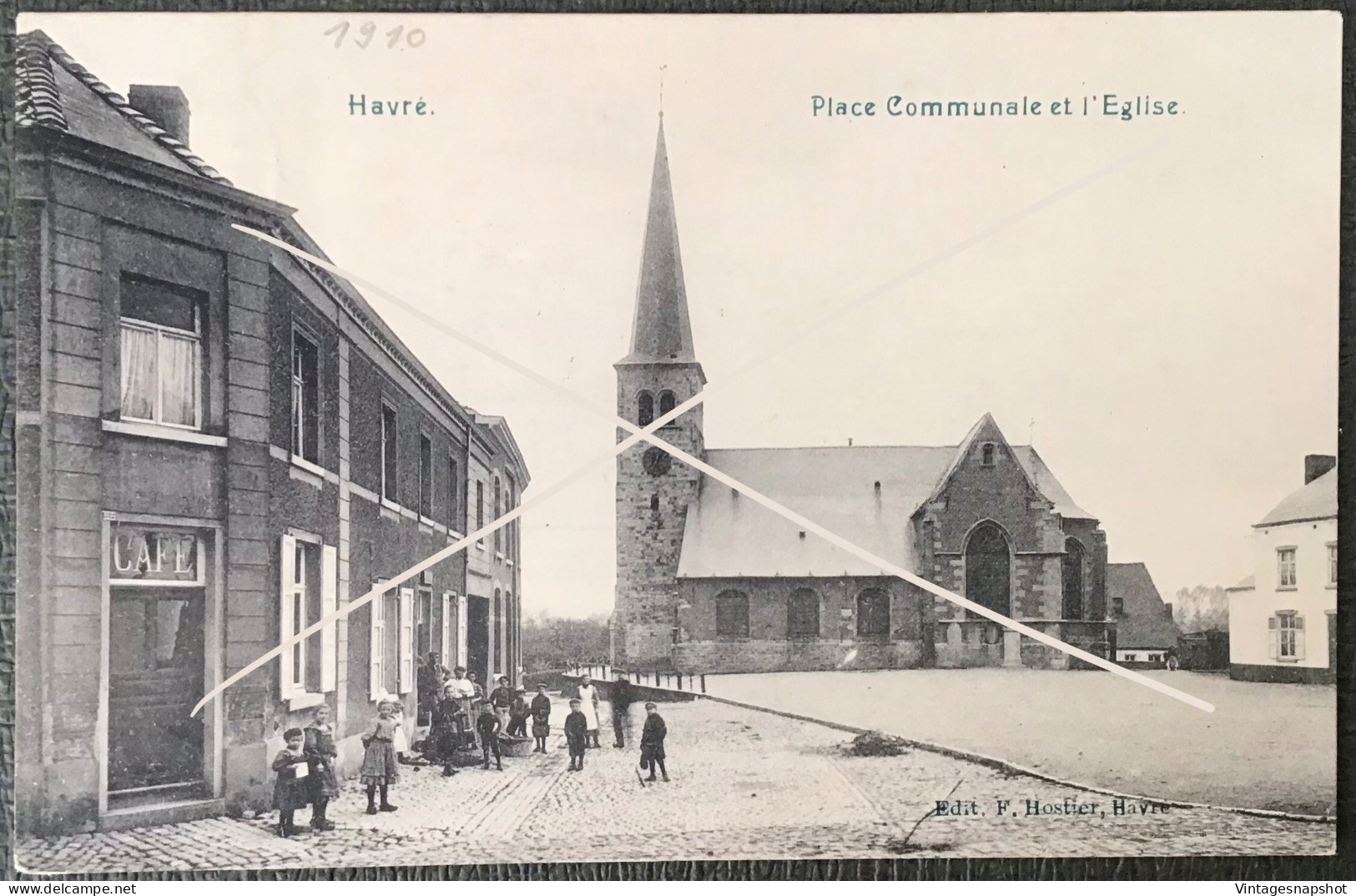 HAVRÉ MONS. Place Communale Et L’Eglise. édit. Hostier. 1 CP PK Postée En 1910 - Mons