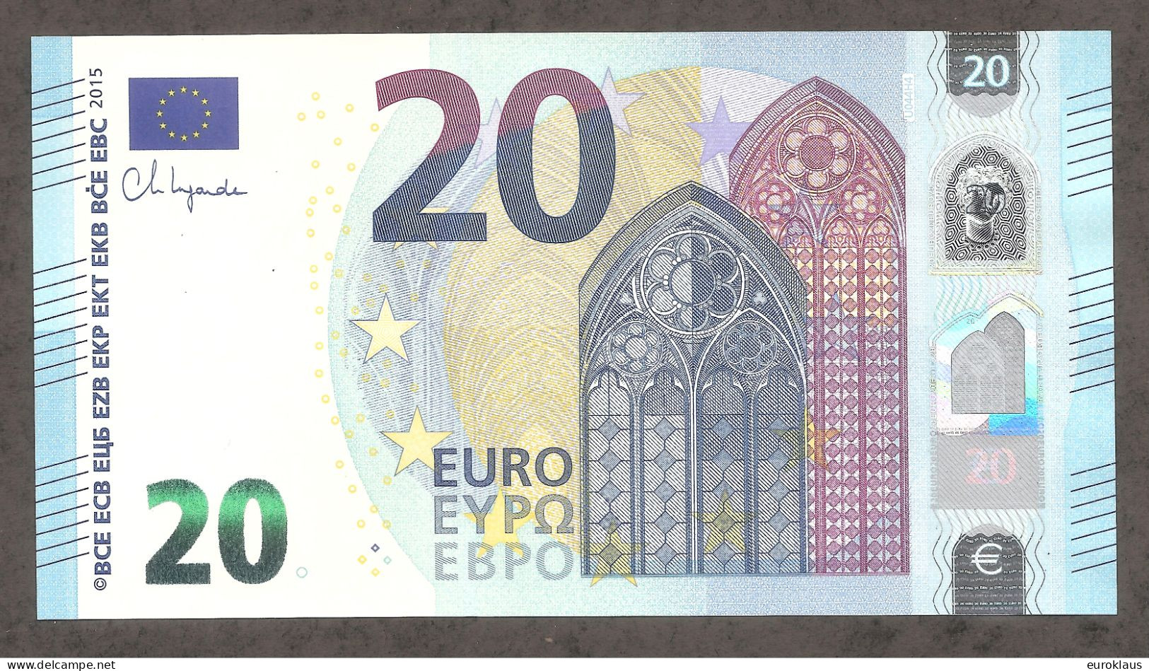 20 EURO LAGARDE U044H4 CHARGE10 UR410**UNC - 20 Euro