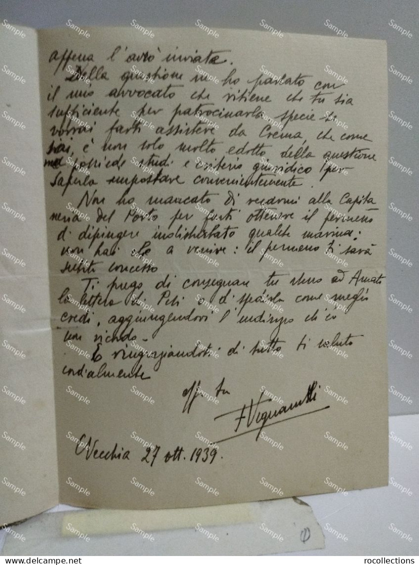 Signed Letter Lettera Firmata Organista FERRUCCIO VIGNANELLI, Civitavecchia 1939. - Singers & Musicians