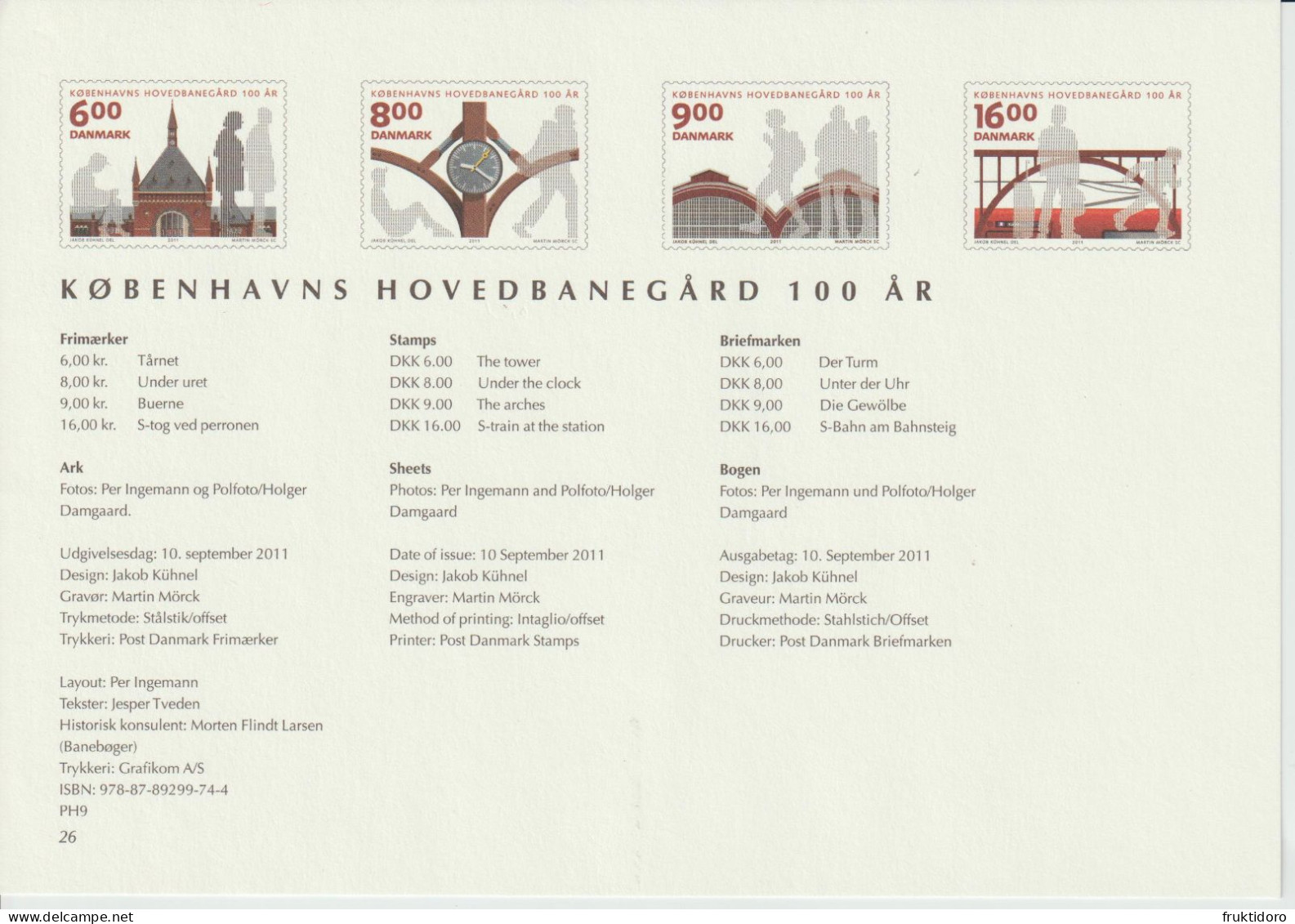 Denmark 2011 Prestige Booklet - Copenhagen Train Station 100th Anniversary - Cartas & Documentos