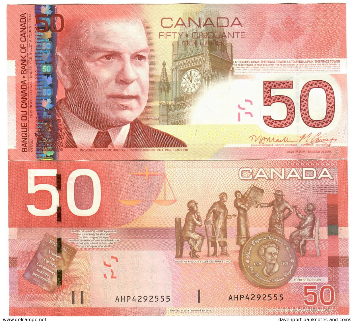 Canada 50 Dollars 2004 (2011) AUNC "AHP" Macklem/Carney - Canada