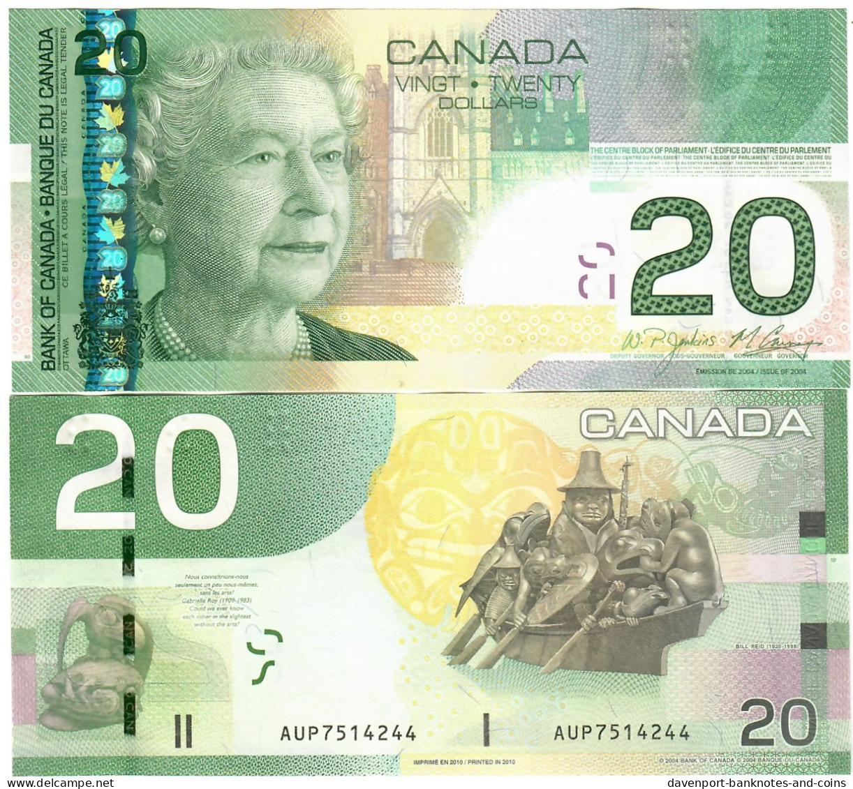 Canada 20 Dollars 2004 (2010) AUNC "AUP" Jenkins/Carney - Kanada