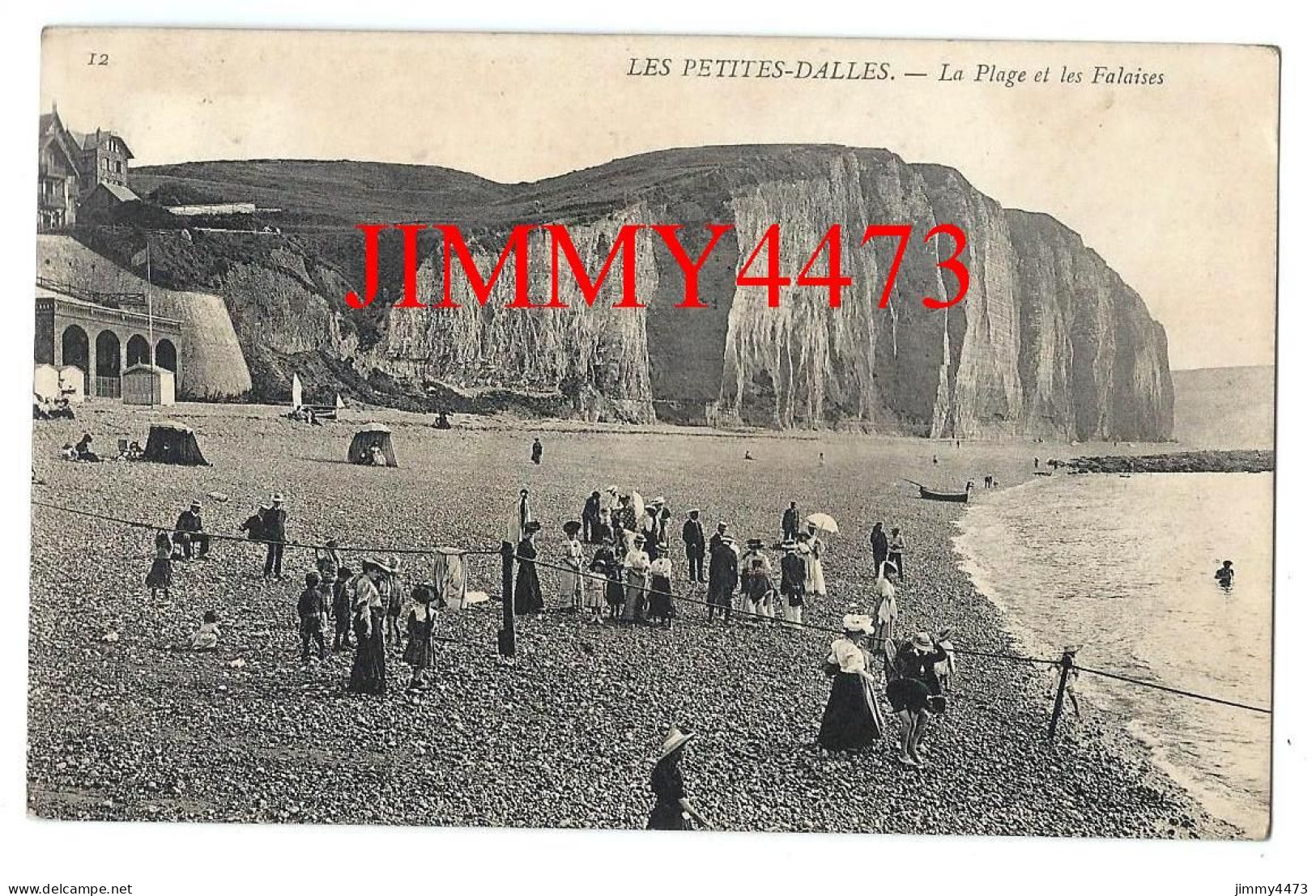 CPA - LES PETITES-DALLES - La Plage Et Les Falaises En 1909 ( Bien Animée ) ( Canton De Valmont Seine Inf. ) N° 12 - Valmont
