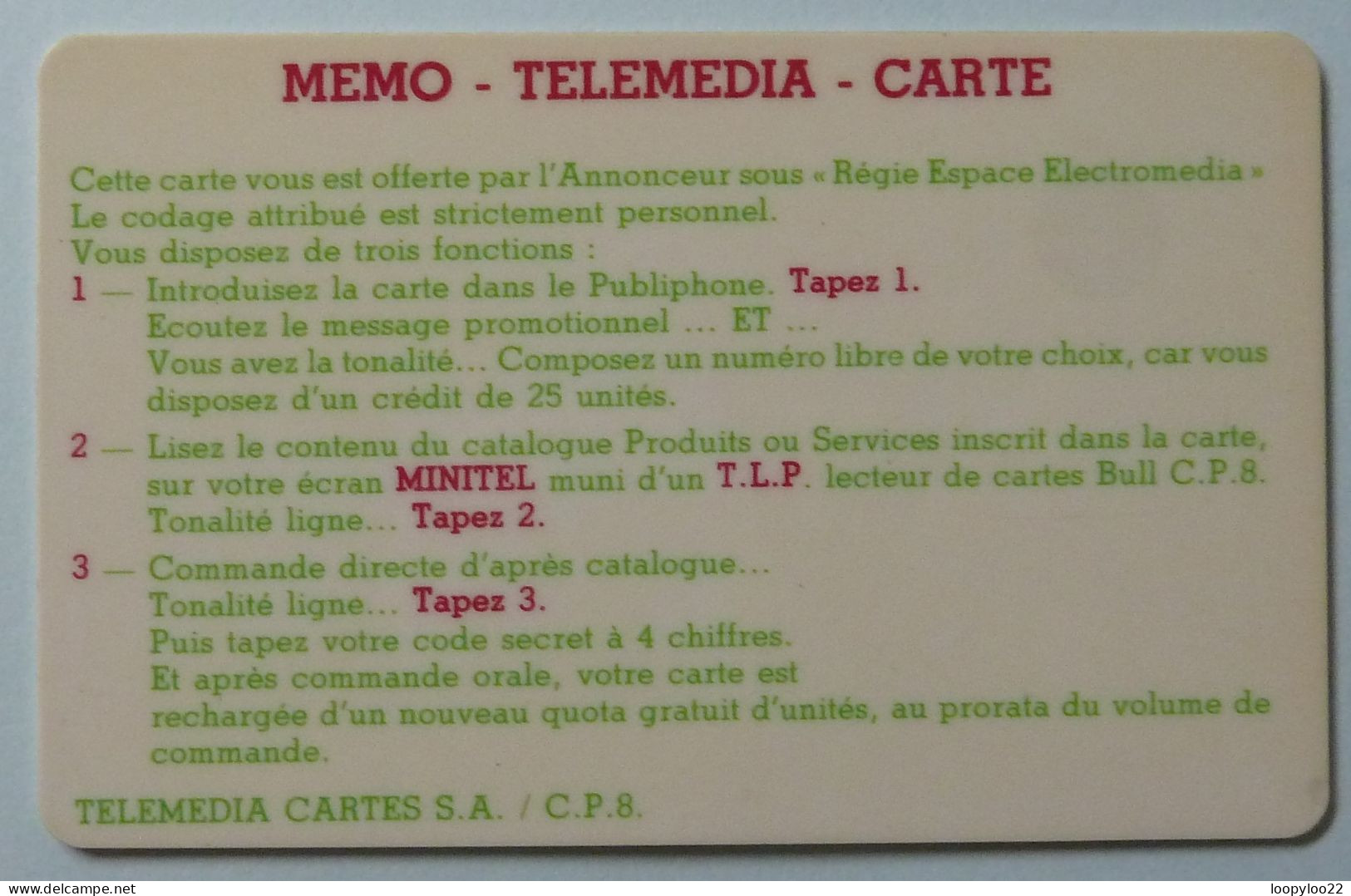 FRANCE - Bull - CP8 - Smartcard - Demo / Test - Telemedia - Used - Ad Uso Interno