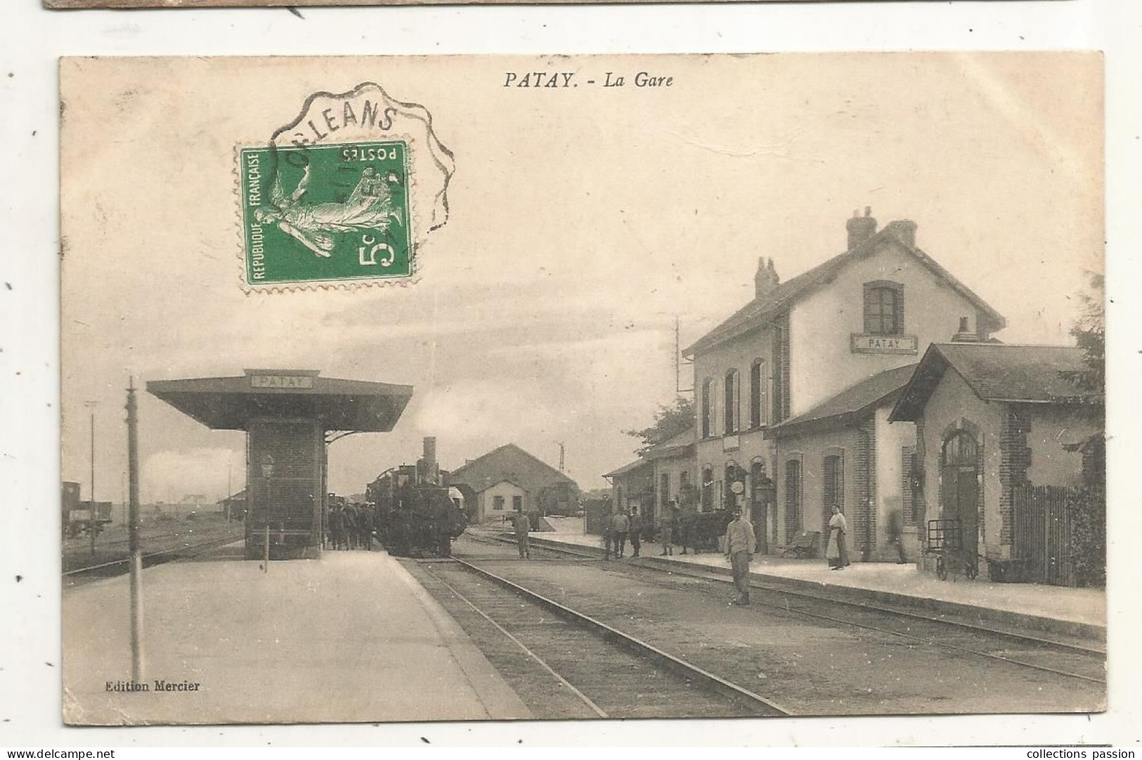 Cp, Chemin De Fer, La Gare Avec Trains, 45, PATAY, Voyagée 1912 - Estaciones Con Trenes