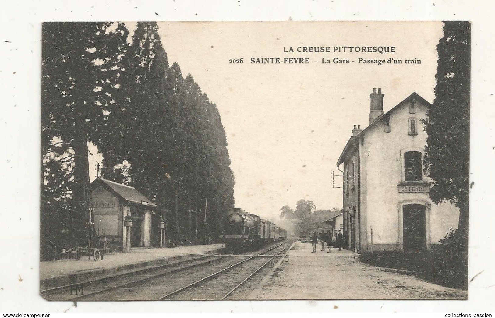 Cp, Chemin De Fer, La Gare Avec Trains, Passage D'un Train, 23, SAINTE FEYRE, écrite - Estaciones Con Trenes