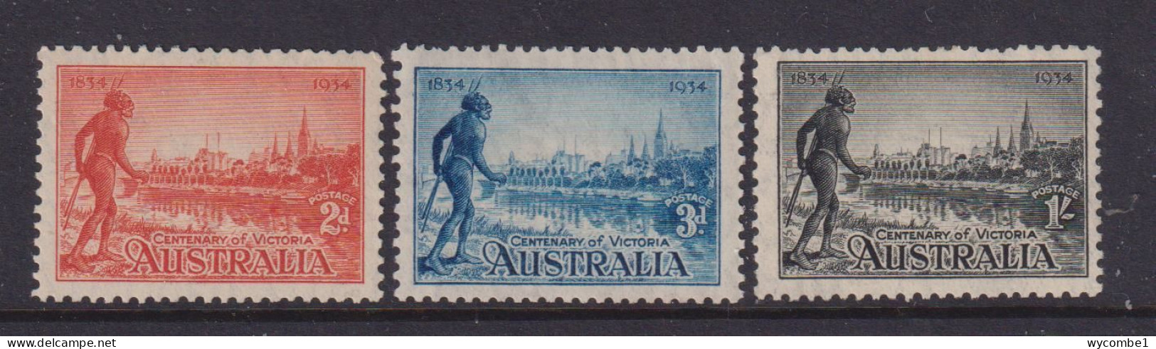 AUSTRALIA - 1934 Victoria Centenary Set Perf 111/2 Very  Lightly Hinged Hinged Mint - Neufs