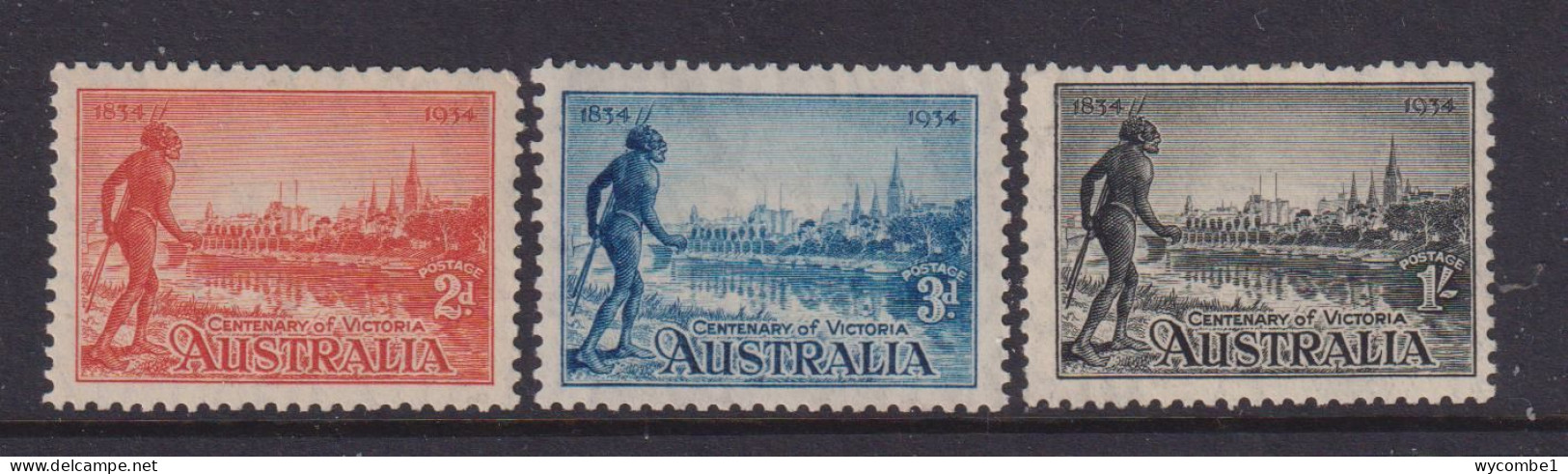 AUSTRALIA - 1934 Victoria Centenary Set Perf 111/2 Very  Lightly Hinged Hinged Mint - Nuevos