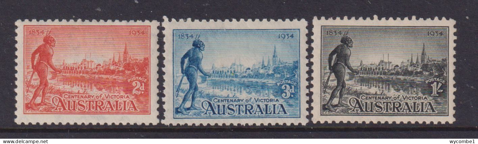 AUSTRALIA - 1934 Victoria Centenary Set Perf 101/2 Very  Lightly Hinged Hinged Mint - Nuevos