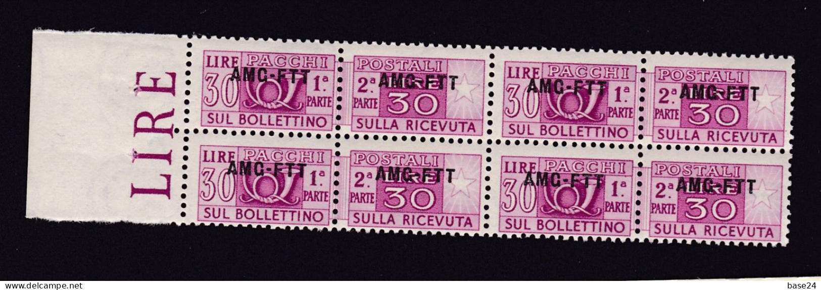 1949 Italia Italy Trieste A  PACCHI POSTALI Corno (Rm) 30 Lire Quartina MNH** Block 4 - Postal And Consigned Parcels