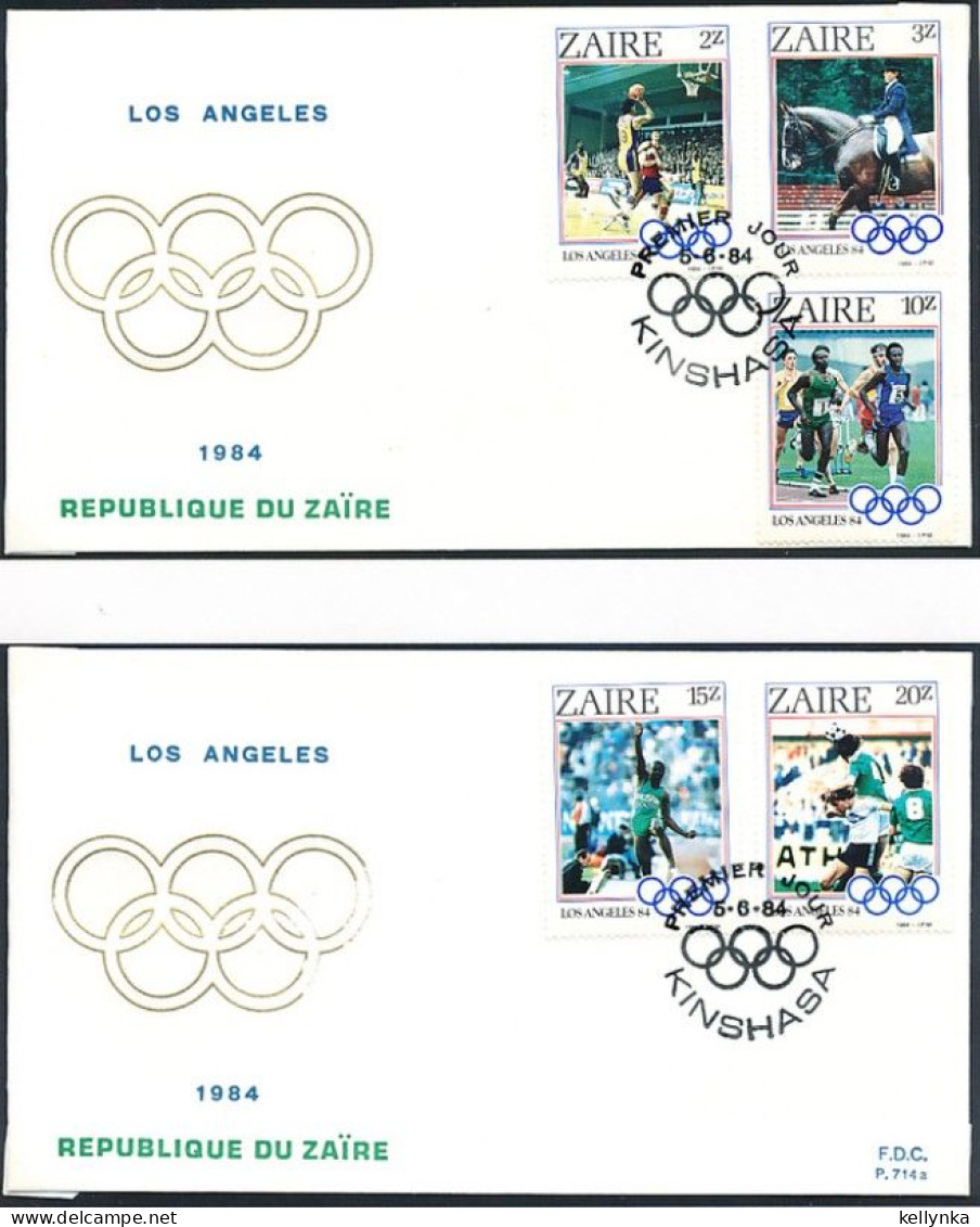 Zaïre - 1239/1244 - JO Los Angeles - 1984 - FDC - 1980-1989