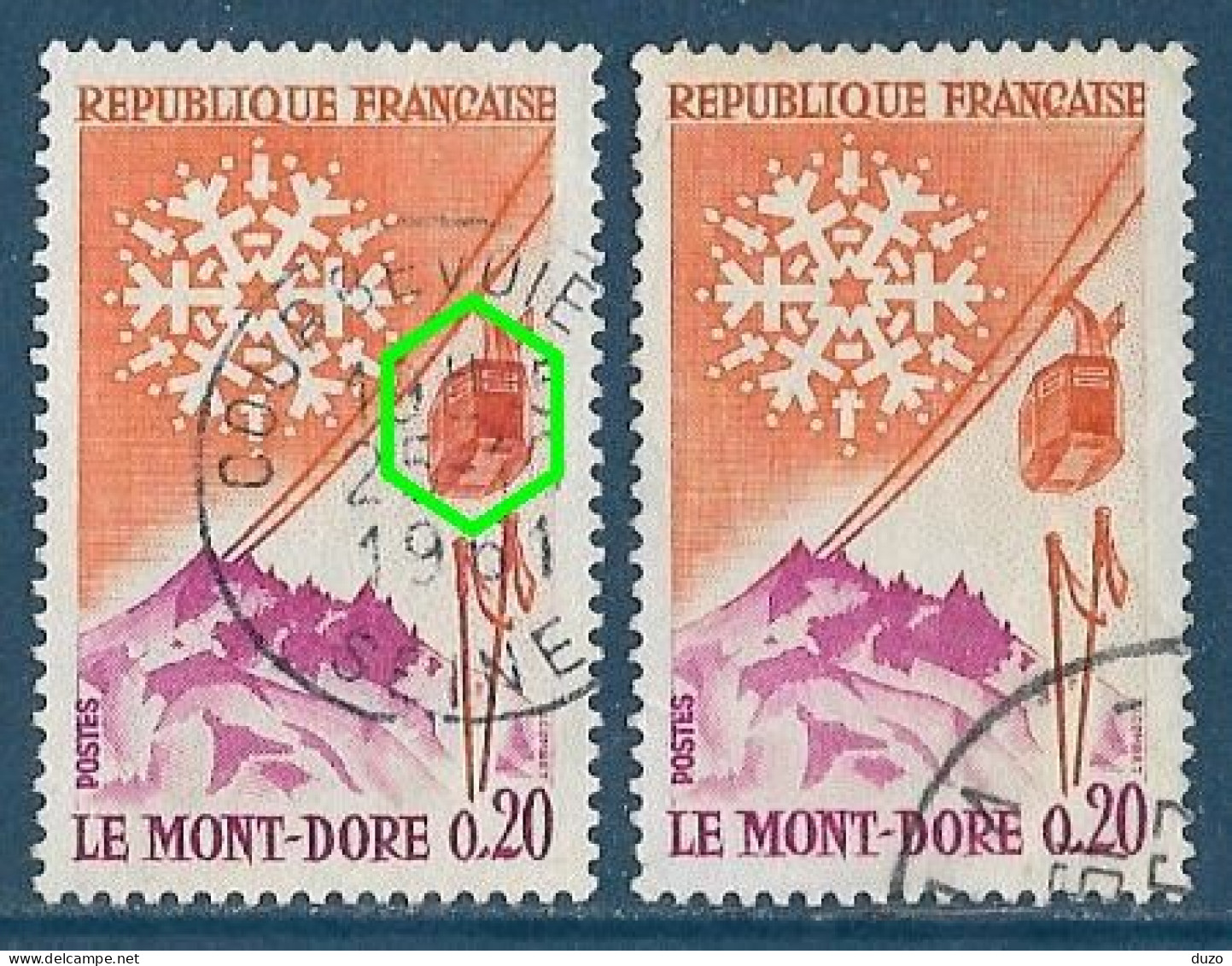 France 1961 - Variété -   Y&T N° 1306 Oblitérés Téléphérique Rouge-orange - Oblitérés