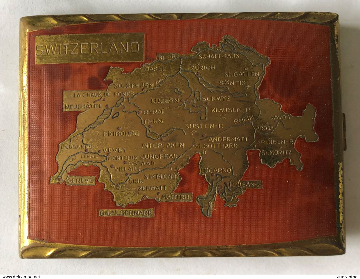 Bel étui à Cigarettes Années 50 - SWITZERLAND - Suisse - Carte Avec Nom Des Villes - Zigarettenetuis (leer)