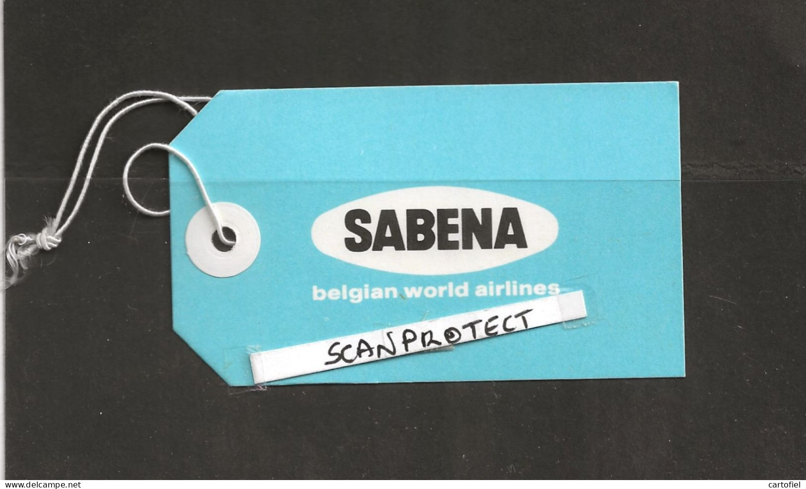 VLIEGTUIG-AVION-SABENA-BELGIAN WORLD AIRLINES-LUCHTVAART-ORIGINAL-VINTAGE-BAGAGELABEL-LABEL-DIMENSIONS +-5,5-9,5 CM-RARE - Étiquettes à Bagages