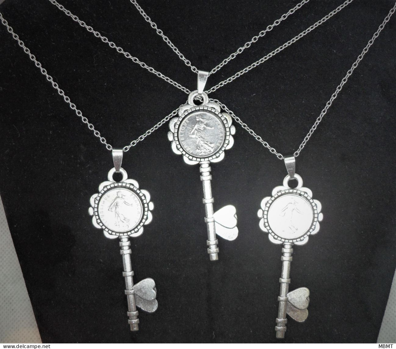 Collier Clé 50 Centimes Semeuse - Bijoux Avec Ancienne Monnaie Française - Kettingen