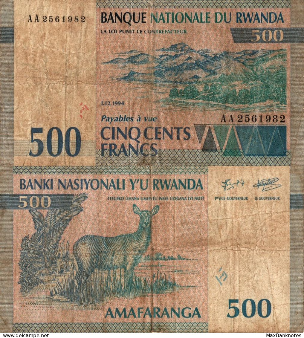 Rwanda / 500 Francs / 1994 / P-23(a) / FI - Rwanda