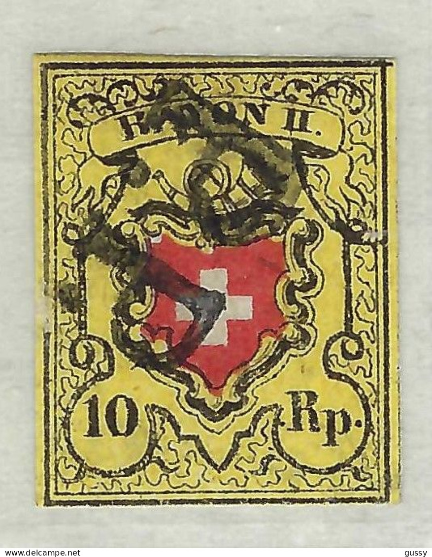 SUISSE Ca.1850: Le "10 Rp. Rayon II" ZNr. 16II, Pierre A3, Sup. Obl. "P.P.", Très Forte Cote - 1843-1852 Federal & Cantonal Stamps