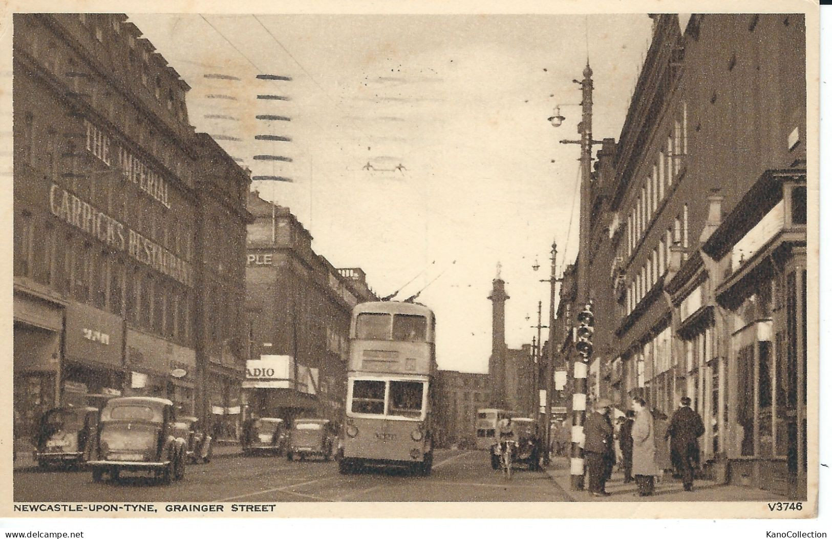 Doppeldeckerbus Und PKWs In Newcastle-upon-Tyne, Grainger Street, Gelaufen 1952 - Bus & Autocars