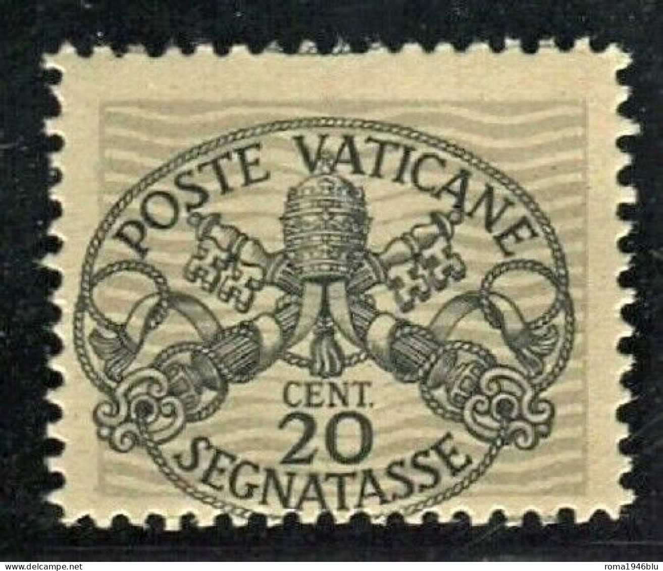 VATICANO 1946 SEGNATASSE RIGHE LARGHE CARTA GRIGIA 3 VALORI ** MNH CERT. RAYBAUDI F.TO DIENA - Unused Stamps