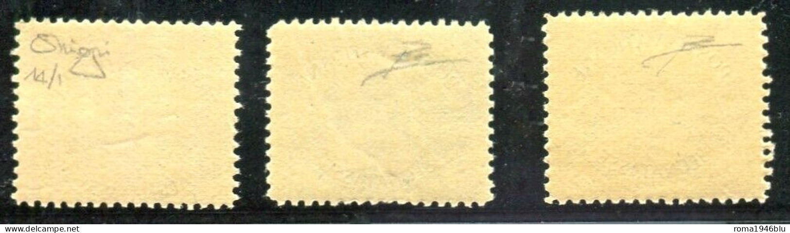 VATICANO 1946 SEGNATASSE RIGHE LARGHE CARTA GRIGIA 3 VALORI ** MNH CERT. RAYBAUDI F.TO DIENA - Unused Stamps