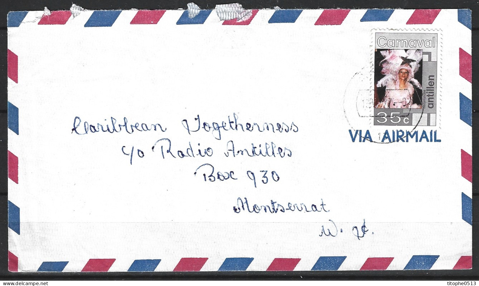 ANTILLES NEERLANDAISES. N°512 De 1977 Sur Enveloppe Ayant Circulé. Carnaval. - Carnaval