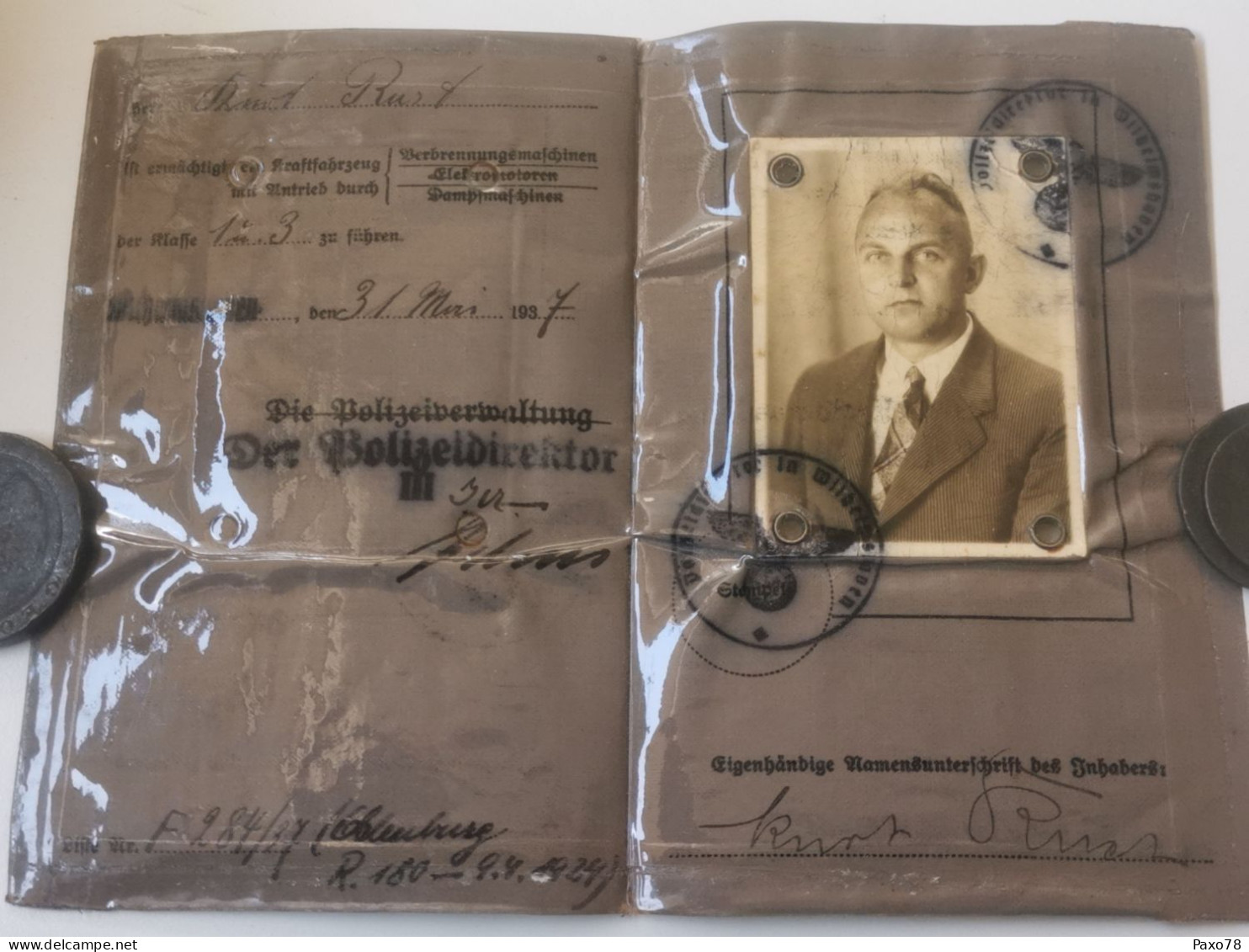 Fuhrerschein 1937, 3rd Reich, - Documents