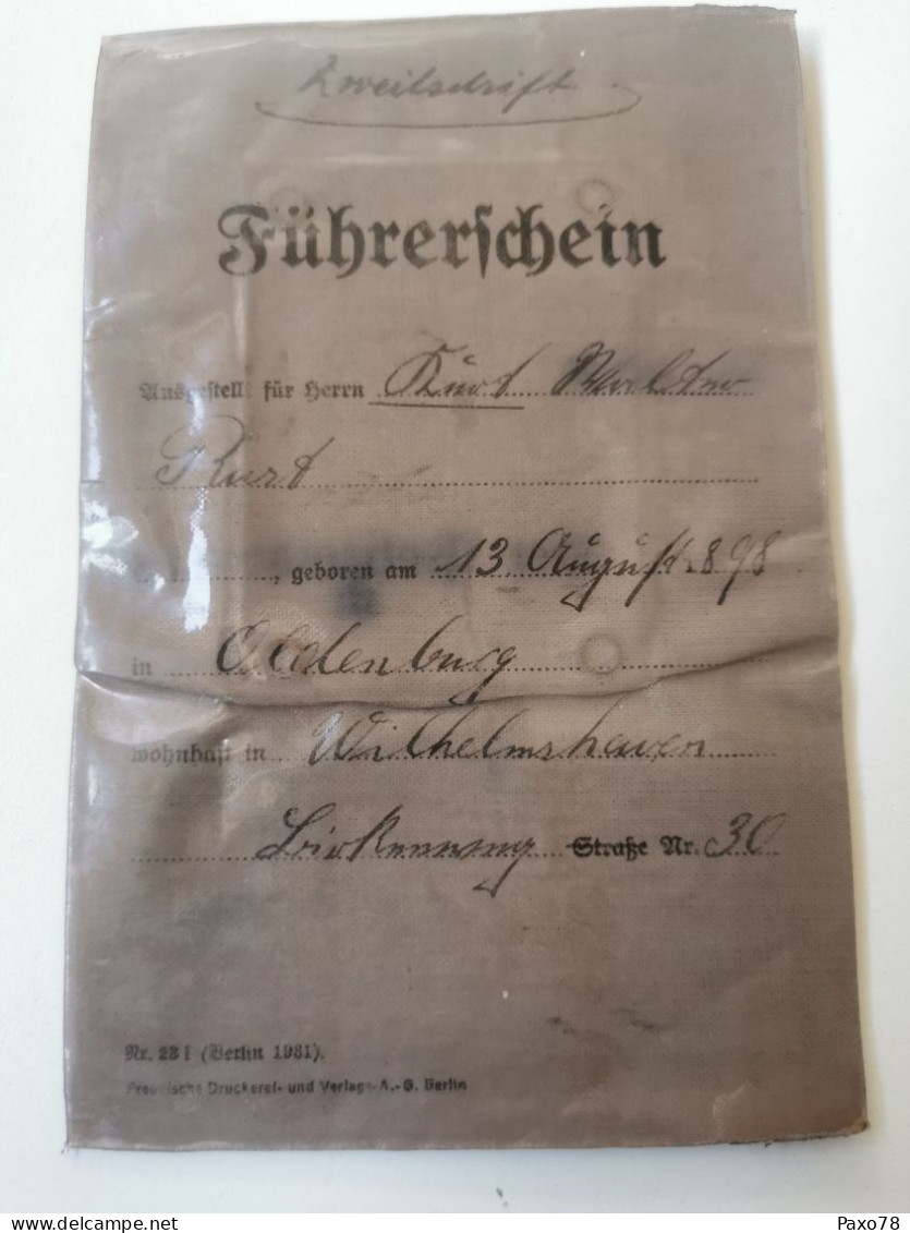 Fuhrerschein 1937, 3rd Reich, - Documents