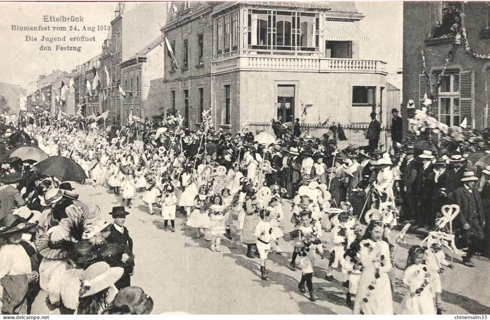 LUXEMBOURG ETTELBRUK BLUMENFEST VOM 24 AUG 1913 TRES BELLE   ANIMATION  9X14 REIMPRESSION DE CARTES ANCIENNES - Ettelbruck