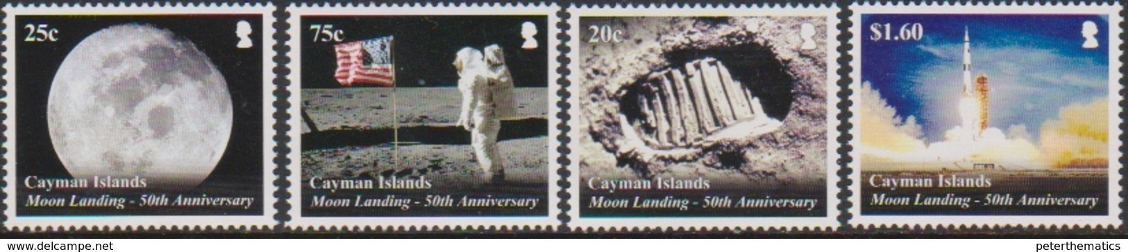 CAYMAN ISLANDS, 2019, MNH,SPACE, MOON LANDING, 4v - Other & Unclassified