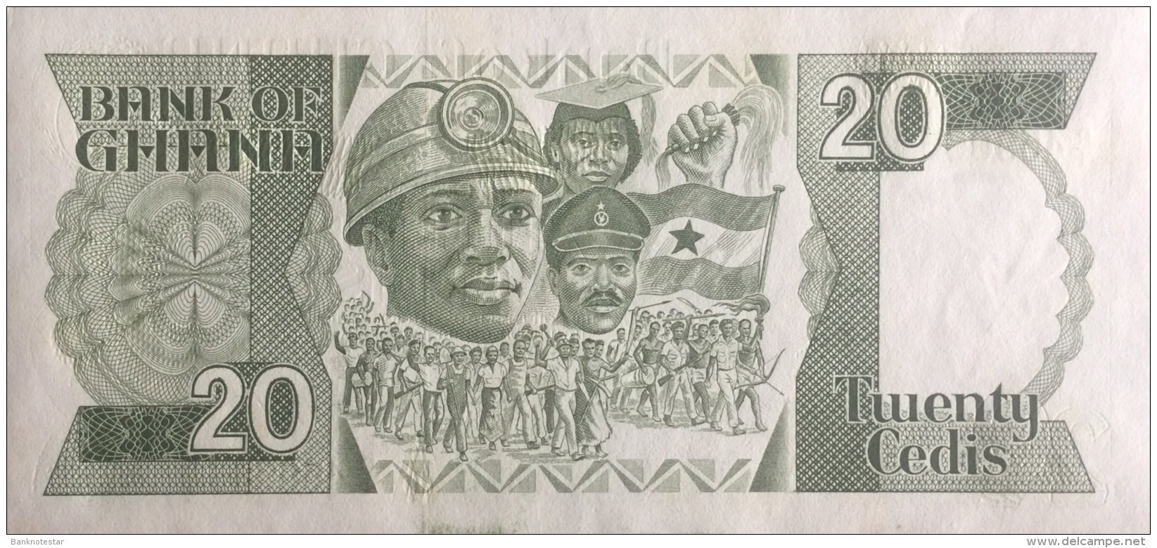 Ghana 20 Cedis, P-24a 1984 UNC - RARE DATE - Ghana