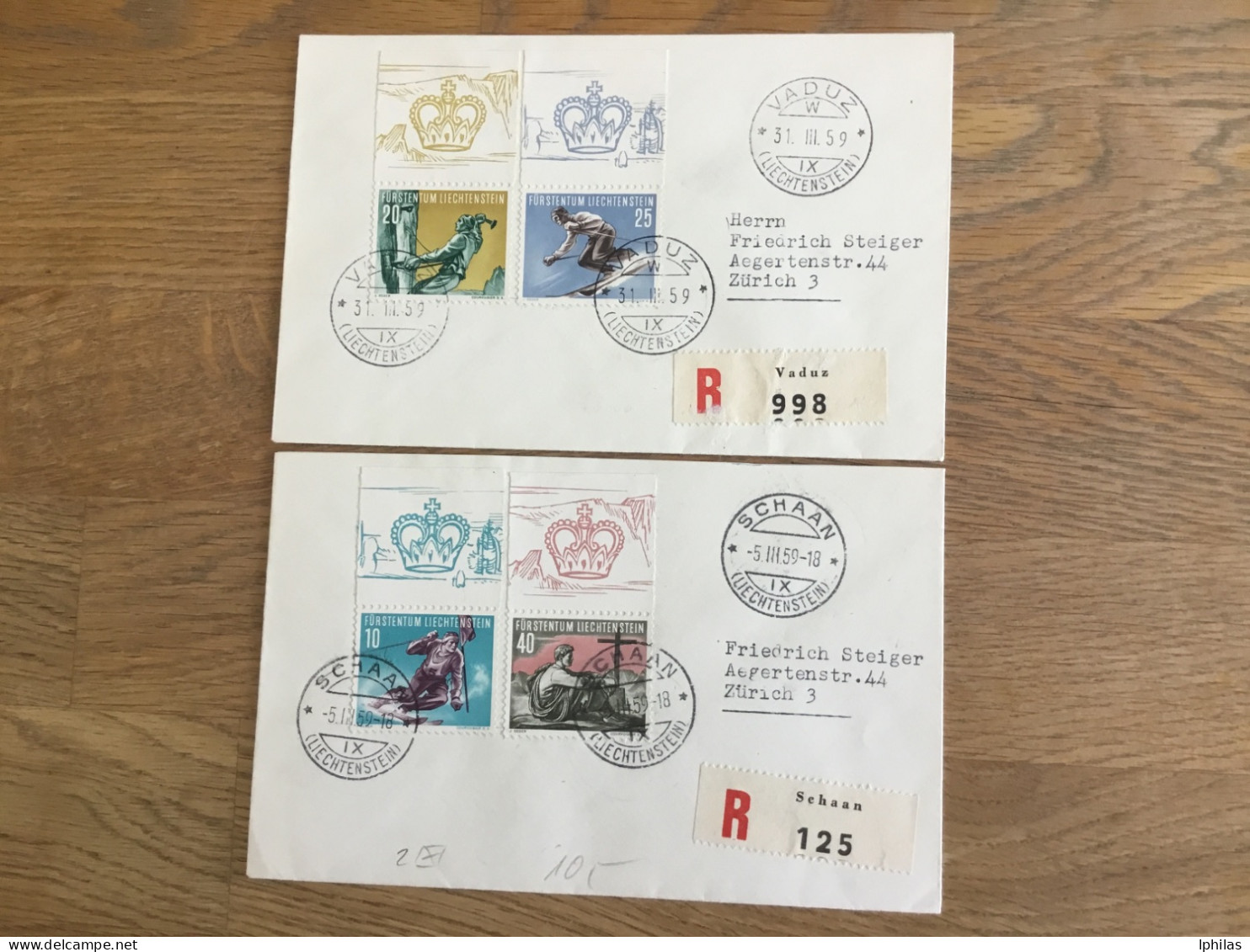 Liechtenstein 1959 Randstücke 2 Briefe - Lettres & Documents
