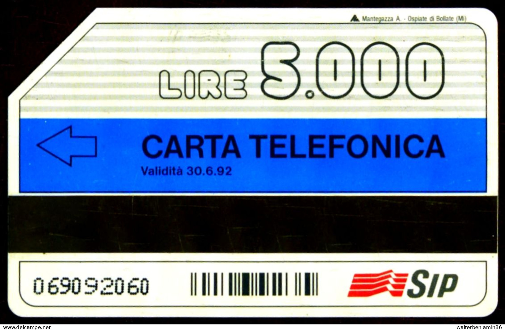 G 64 B C&C 2143 SCHEDA TELEFONICA USATA NAZIONALE 5.000 30.06.92 VARIANTE SFONDO GIALLO - Errori & Varietà
