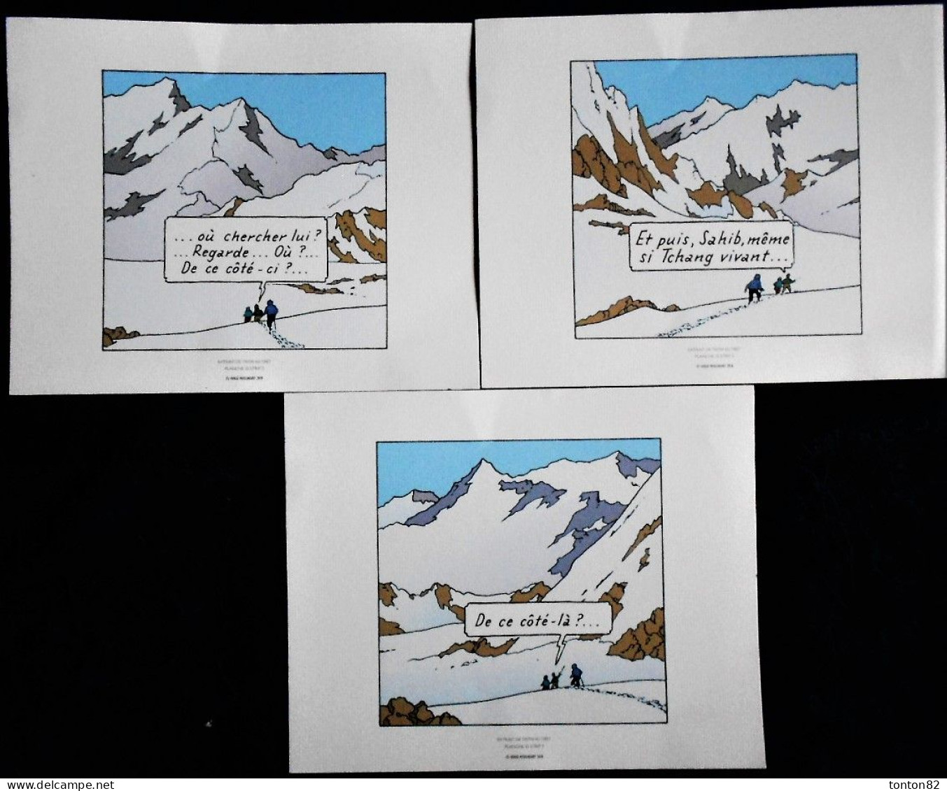 Lot De 3 Dessins De Hergé " Tintin Au Tibet " . - Chromo's