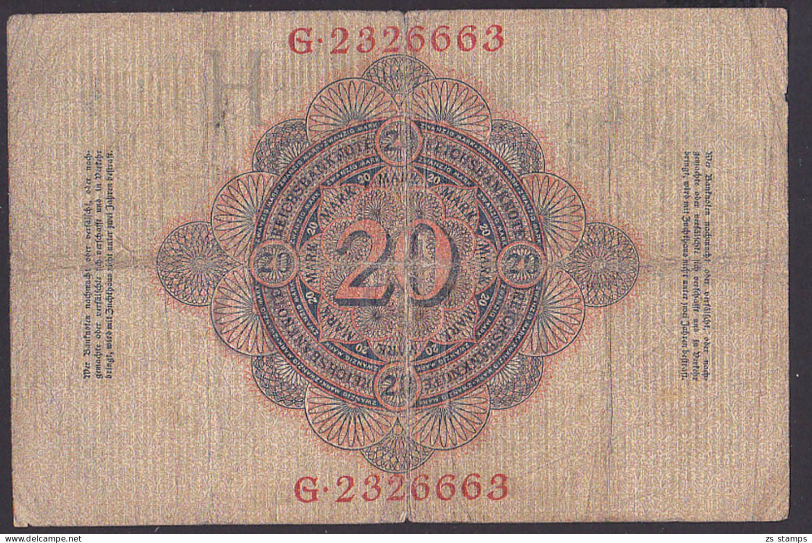 Reichsbanknote 20 Mark Vom 21.4.1910 - Rosenberg 40, Starke Gebrauchsspuren - 20 Mark