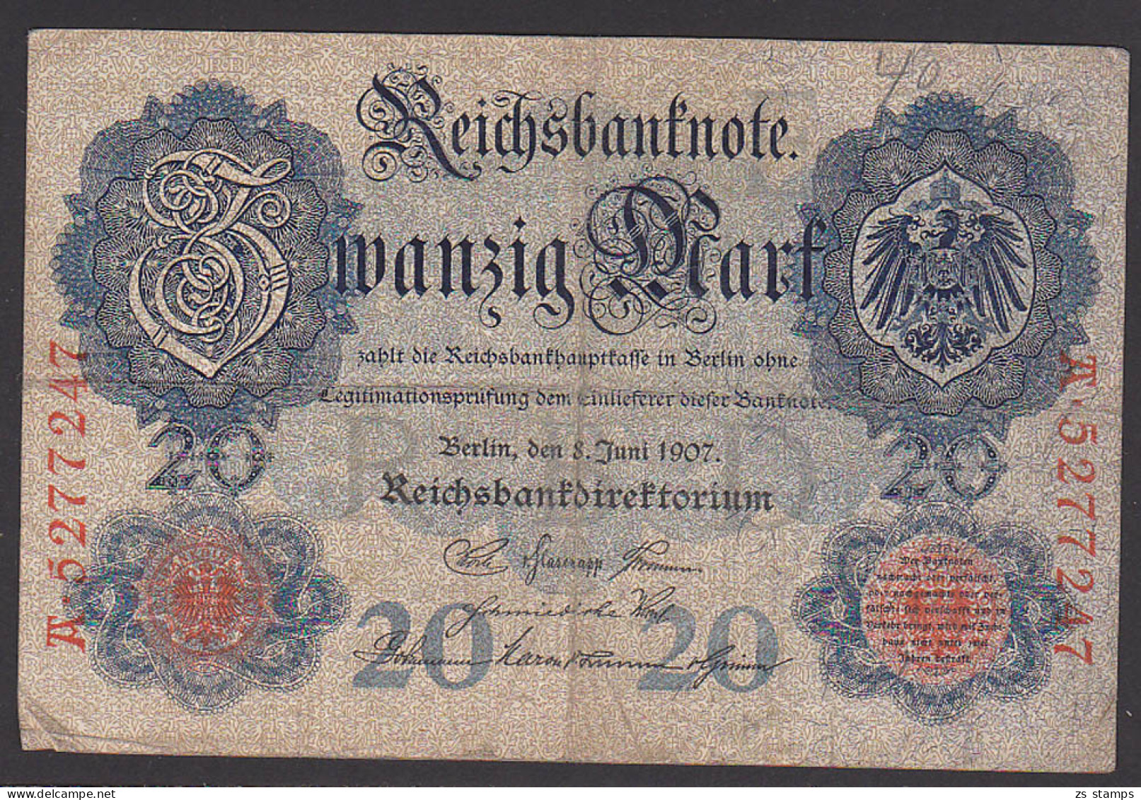 Reichsbanknote 20 Mark Vom 19.2.1914 - Rosenberg 47, Starke Gebrauchsspuren - 20 Mark