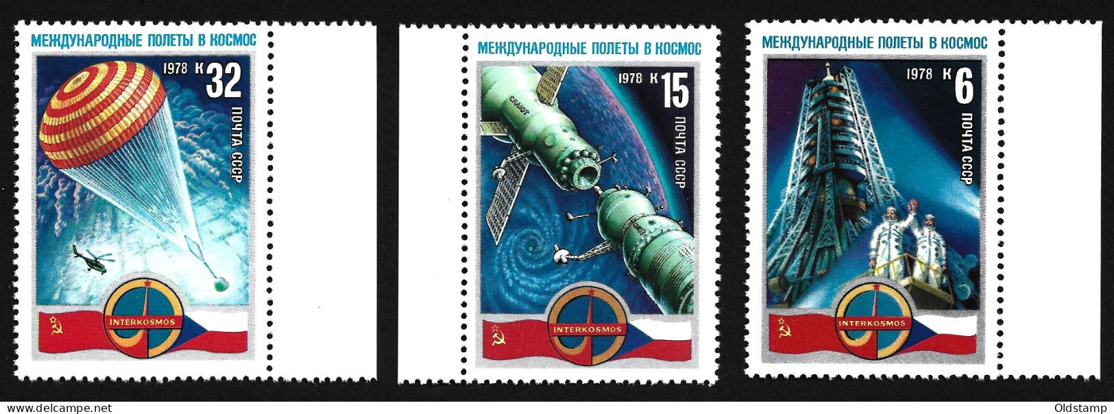 SPACE USSR 1978 INTERCOSMOS MNH Full Set Astronauts Soviet-Czechoslovak Space Program Transport Stamps Mi.# 4645 - 4647 - Collections