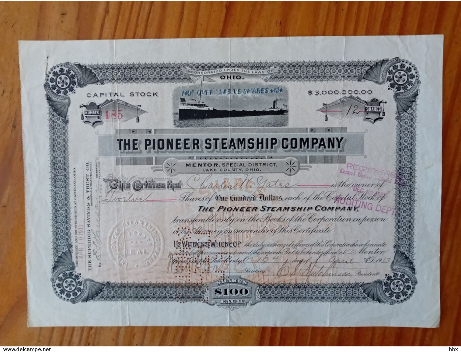 The Pioneer Steamship Company - 1913 - Navigazione