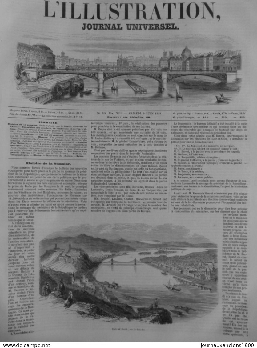 1849 DANUBE BUDAPEST 3 JOURNAUX ANCIENS - Other & Unclassified