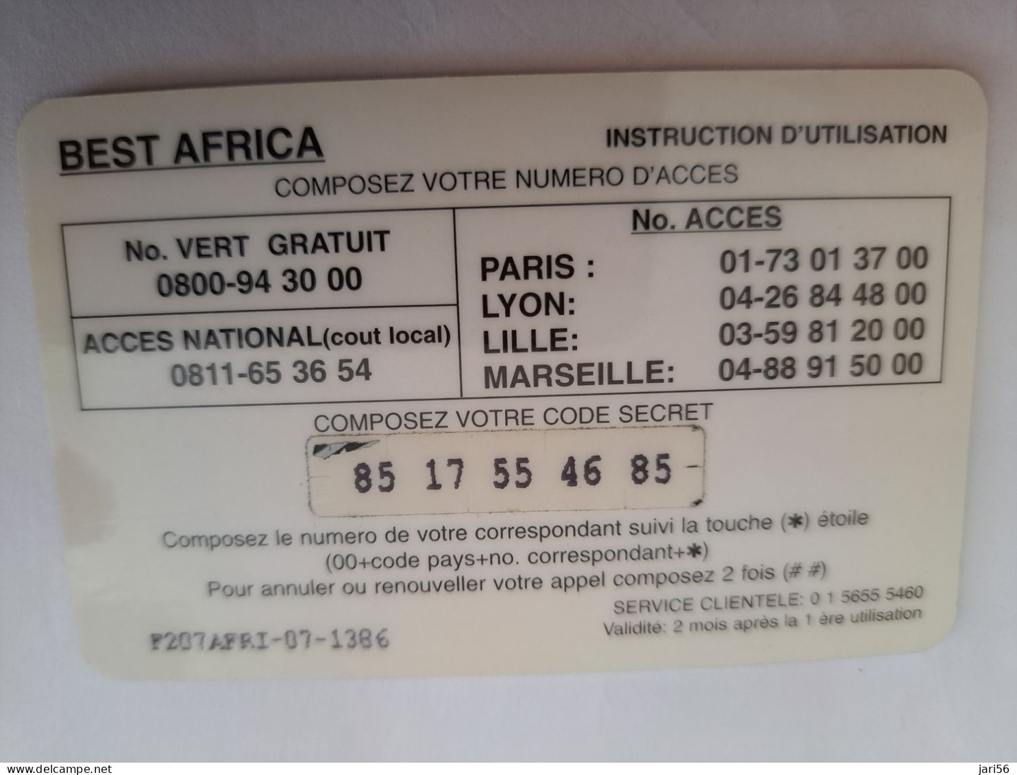 FRANCE/FRANKRIJK  / AFRIQUE / ELEPHANT /  € 7,50 PREPAID  USED    ** 14002** - Nachladekarten (Handy/SIM)