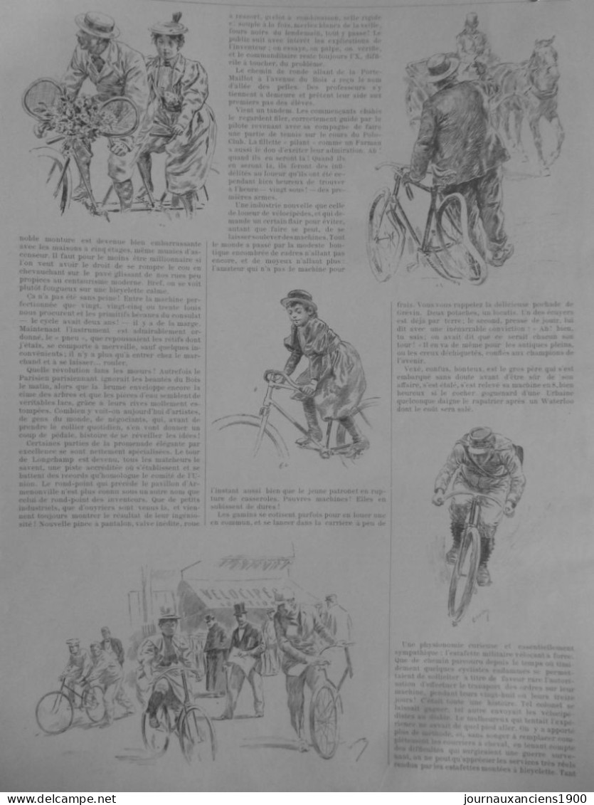 1893 VELOCIPEDE VELO FEMME 3 JOURNAUX ANCIENS - Other & Unclassified