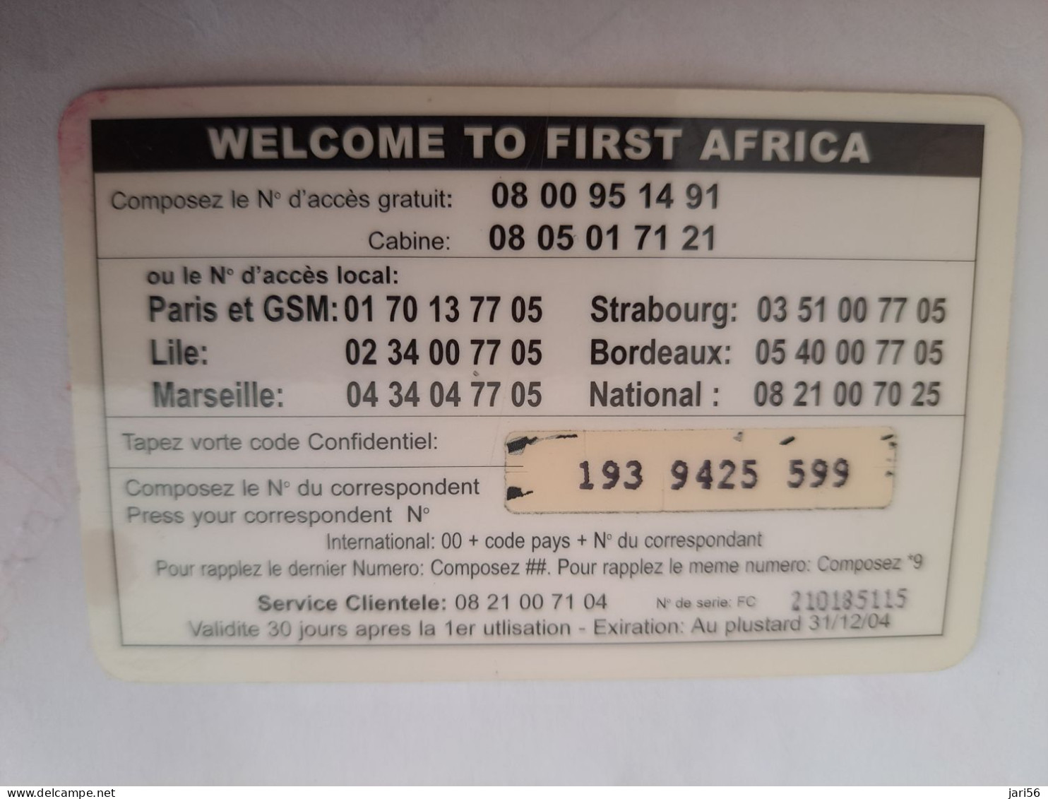 FRANCE/FRANKRIJK  / FIRST AFRIKA/ BIRD PARROT € 7.50/ 75 UNITS/  PREPAID  / USED   ** 14004** - Nachladekarten (Handy/SIM)