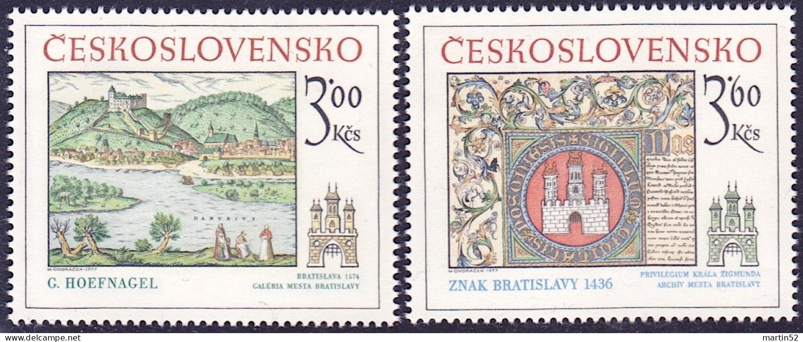 Tschechoslowakei Czech CSSR 1977: "BRATISLAVA" Werk Von Oeuvre De Joris Hoefnagel Michel-N° 2418-2419 ** MNH - Gravures