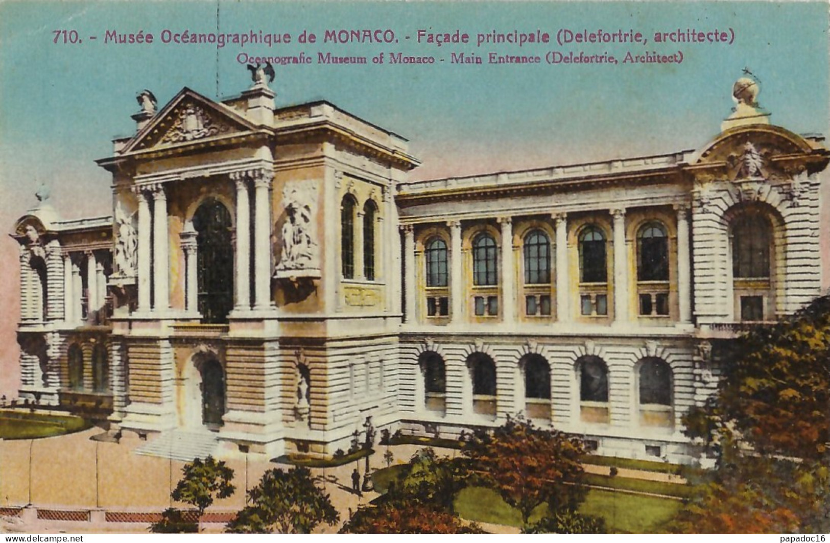 MC - Musée Océanographique De Monaco - Façade Principale (Delefortrie, Architecte) - Ed. Giletta 710 (écrite, Colorisée) - Ozeanographisches Museum