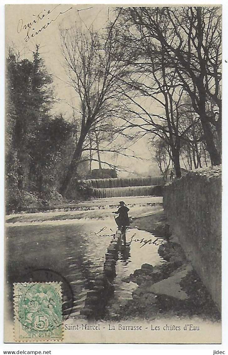 CPA 13 Bouches Du Rhône Rare Marseille St Saint Marcel La Barrasse Chutes D'eau Pêcheur Photo Lacour En Très Bon état. - Saint Marcel, La Barasse, St Menet